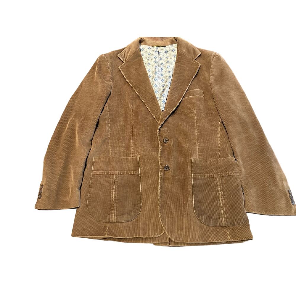 HAGGAR 44 Corduroy‎ Tan Blazer Jacket Sports Coat, Mens, Made in USA,  Lined